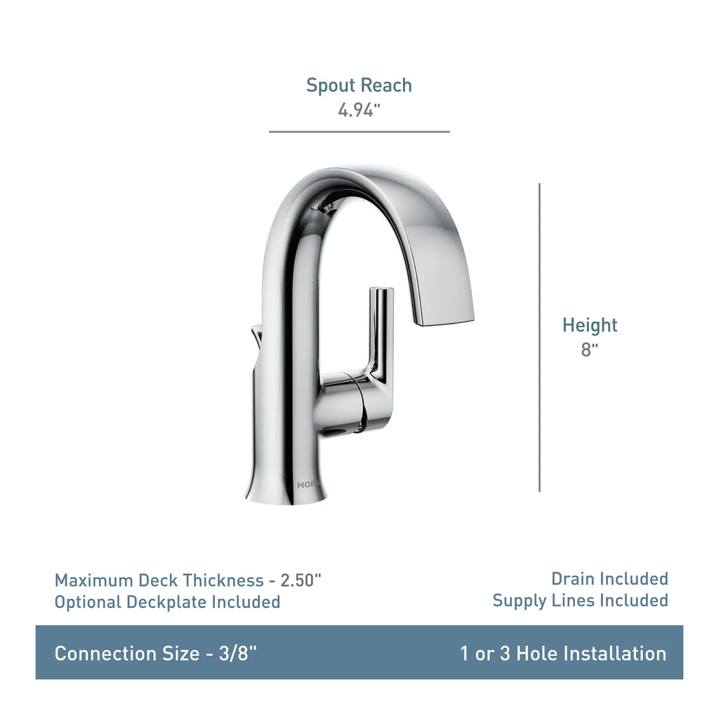 MOEN S6910BN Doux One-Handle Bathroom Sink Faucet - Brushed Nickel