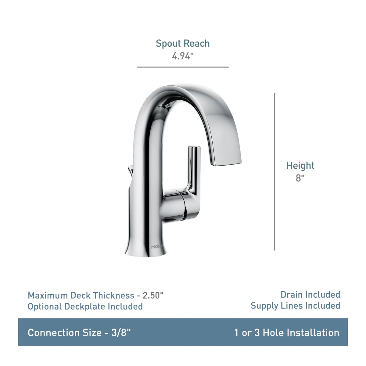 MOEN S6910BN Doux One-Handle Bathroom Sink Faucet - Brushed Nickel