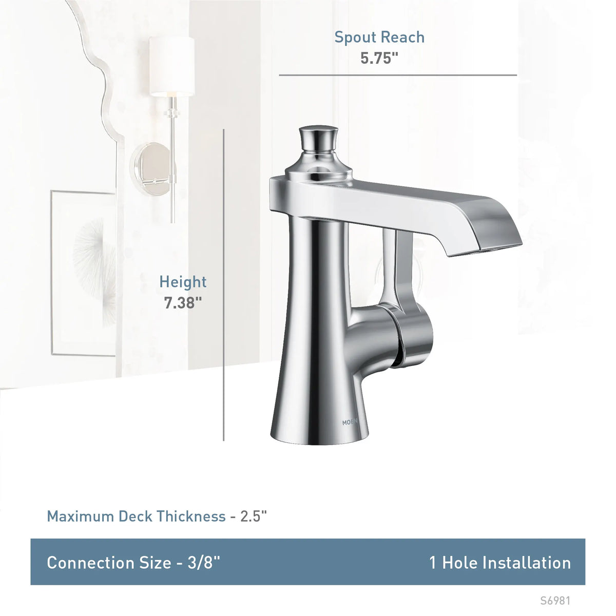 MOEN S6981NL Flara One-Handle Bathroom Sink Faucet - Polished Nickel