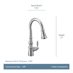 MOEN S73004 Weymouth One-Handle High Arc Pulldown Kitchen Faucet - Chrome