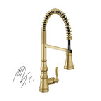 MOEN S73104EWBG Weymouth Motionsense Wave One-Handle Pre-Rinse Spring Touchless Kitchen Faucet - Brushed Gold