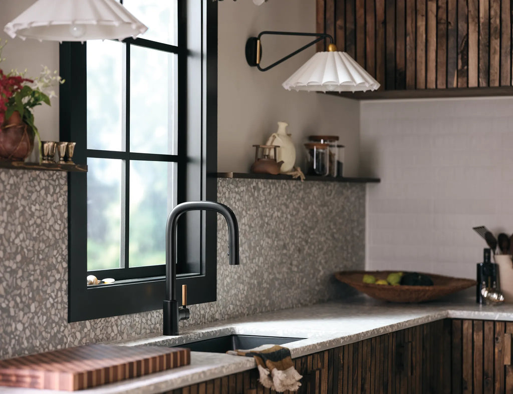 MOEN S74001BL Tenon One-Handle High Arc Pulldown Kitchen Faucet - Matte Black
