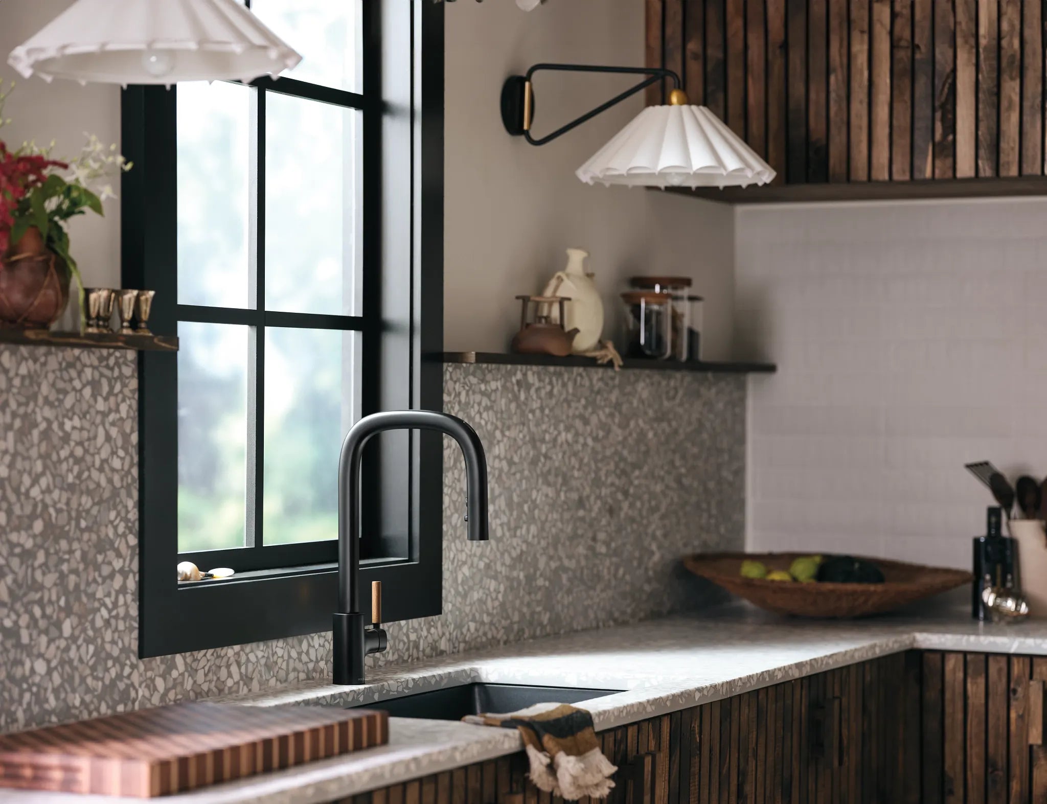 MOEN S74001BL Tenon One-Handle High Arc Pulldown Kitchen Faucet - Matte Black