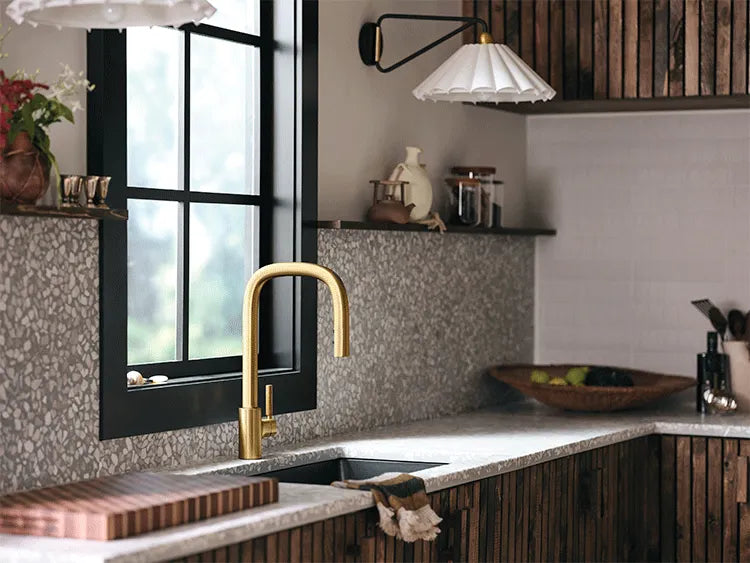 MOEN S74001BG Tenon One-Handle High Arc Pulldown Kitchen Faucet - Brushed Gold