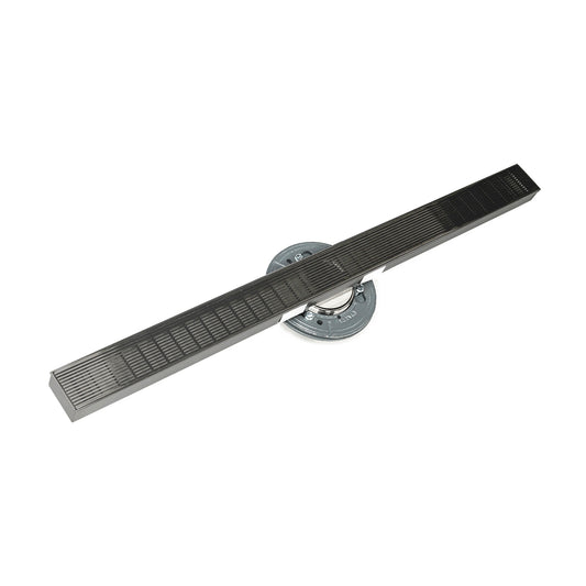 INFINITY DRAIN SAS 9996-A GM S-AS 99 96" S-Stainless Steel Series High Flow Complete Kit with 2 1/2" Wedge Wire Grate in Gunmetal with ABS Drain Body, 3" Outlet