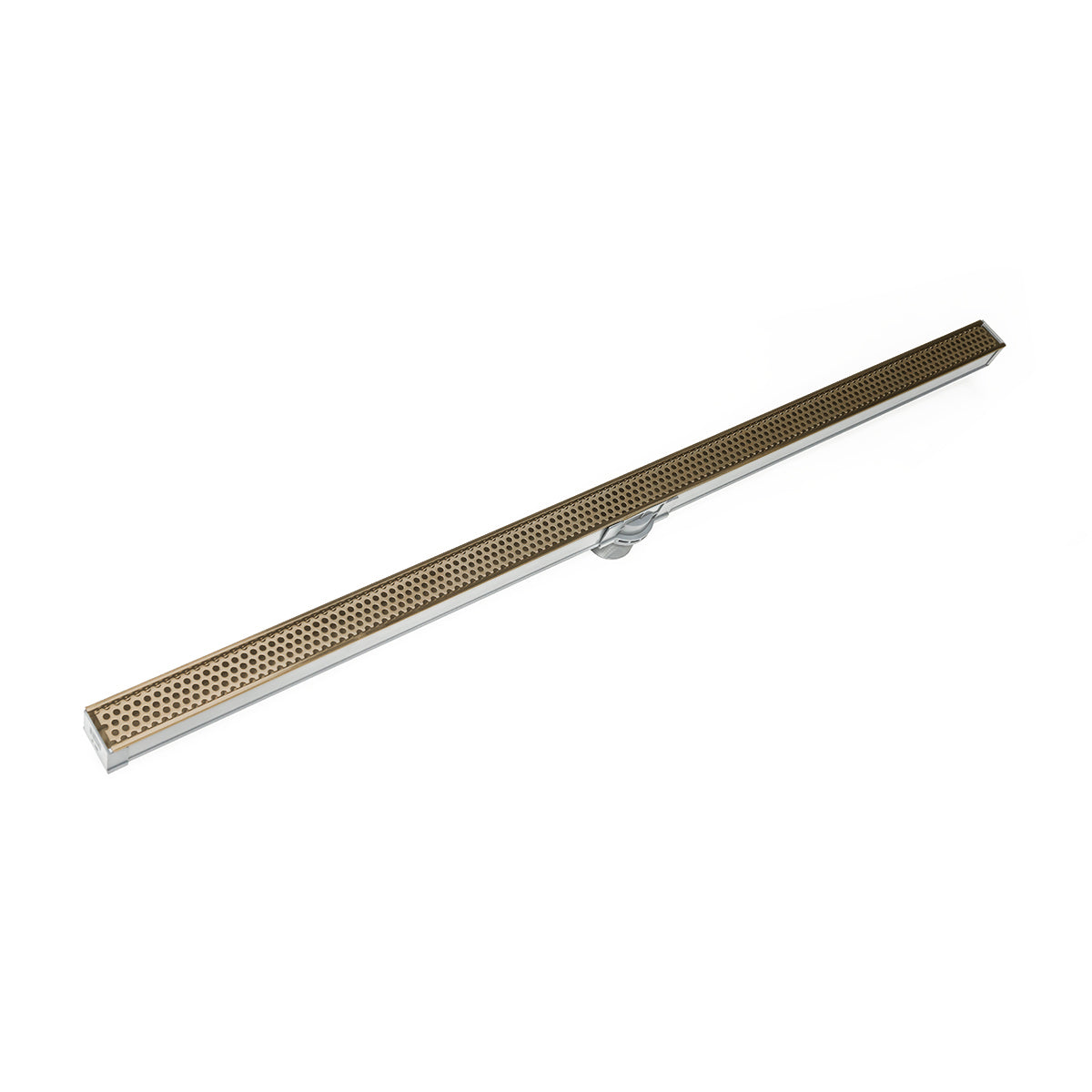 INFINITY DRAIN SDG 3848 SC S-DG 38 48" S-PVC Series Complete Kit with 1 1/2" Perforated Circle Pattern Grate in Satin Champagne