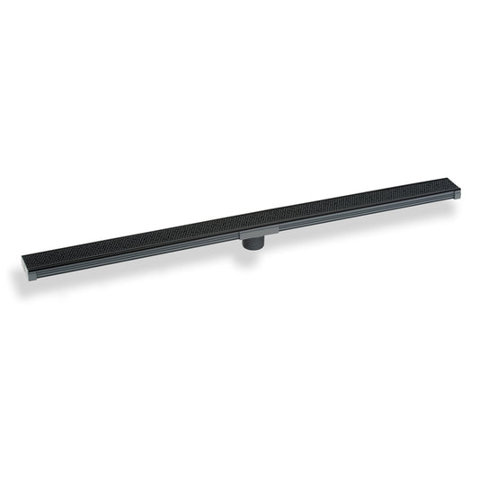 INFINITY DRAIN S-LGR 6536 BK S-LGR 65 36" S-PVC Series Low Profile Complete Kit with 2 1/2" Adhesion Style Grate in Matte Black