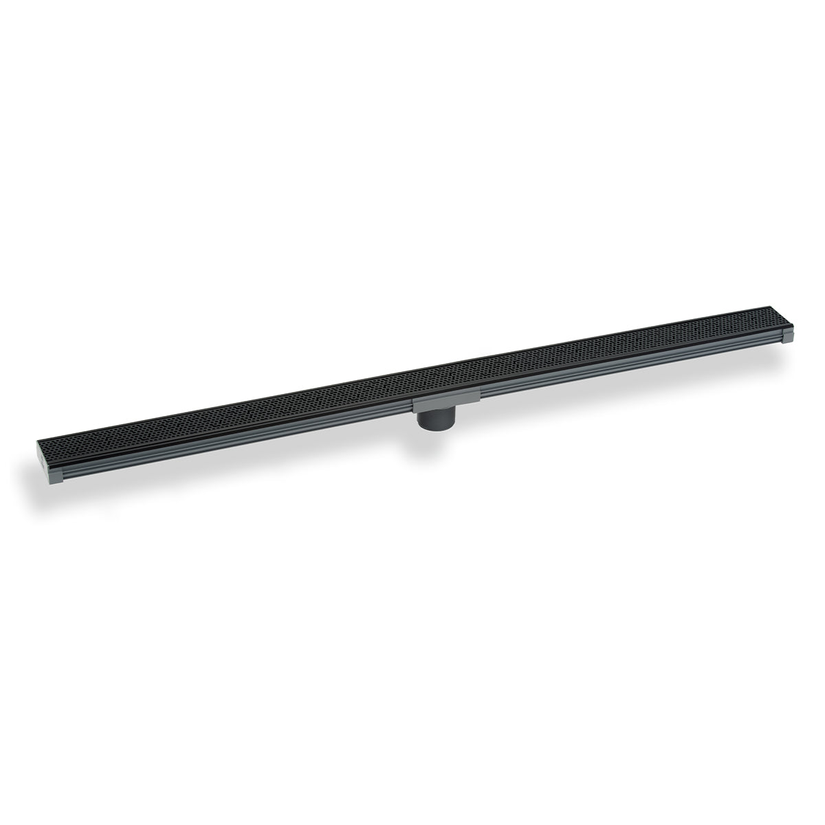 INFINITY DRAIN S-LGR 6596 BK S-LGR 65 96" S-PVC Series Low Profile Complete Kit with 2 1/2" Adhesion Style Grate in Matte Black