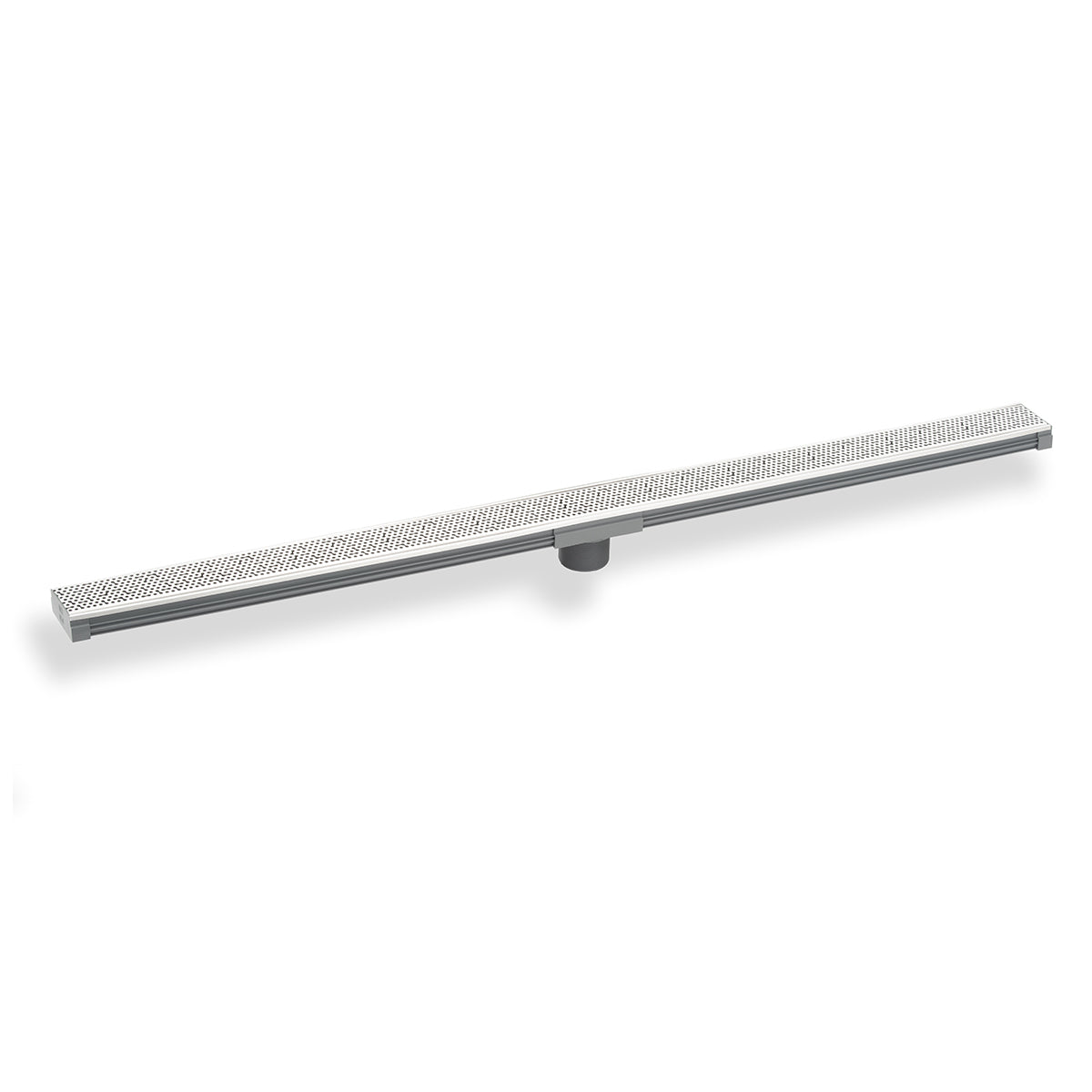 INFINITY DRAIN S-LGR 6596 MW S-LGR 65 96" S-PVC Series Low Profile Complete Kit with 2 1/2" Adhesion Style Grate in Matte White