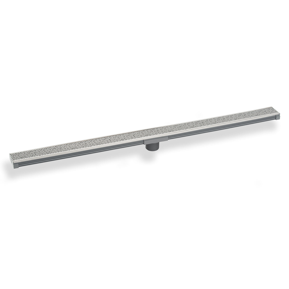 INFINITY DRAIN S-LGR 6560 PS S-LGR 65 60" S-PVC Series Low Profile Complete Kit with 2 1/2" Adhesion Style Grate in Polished Stainless
