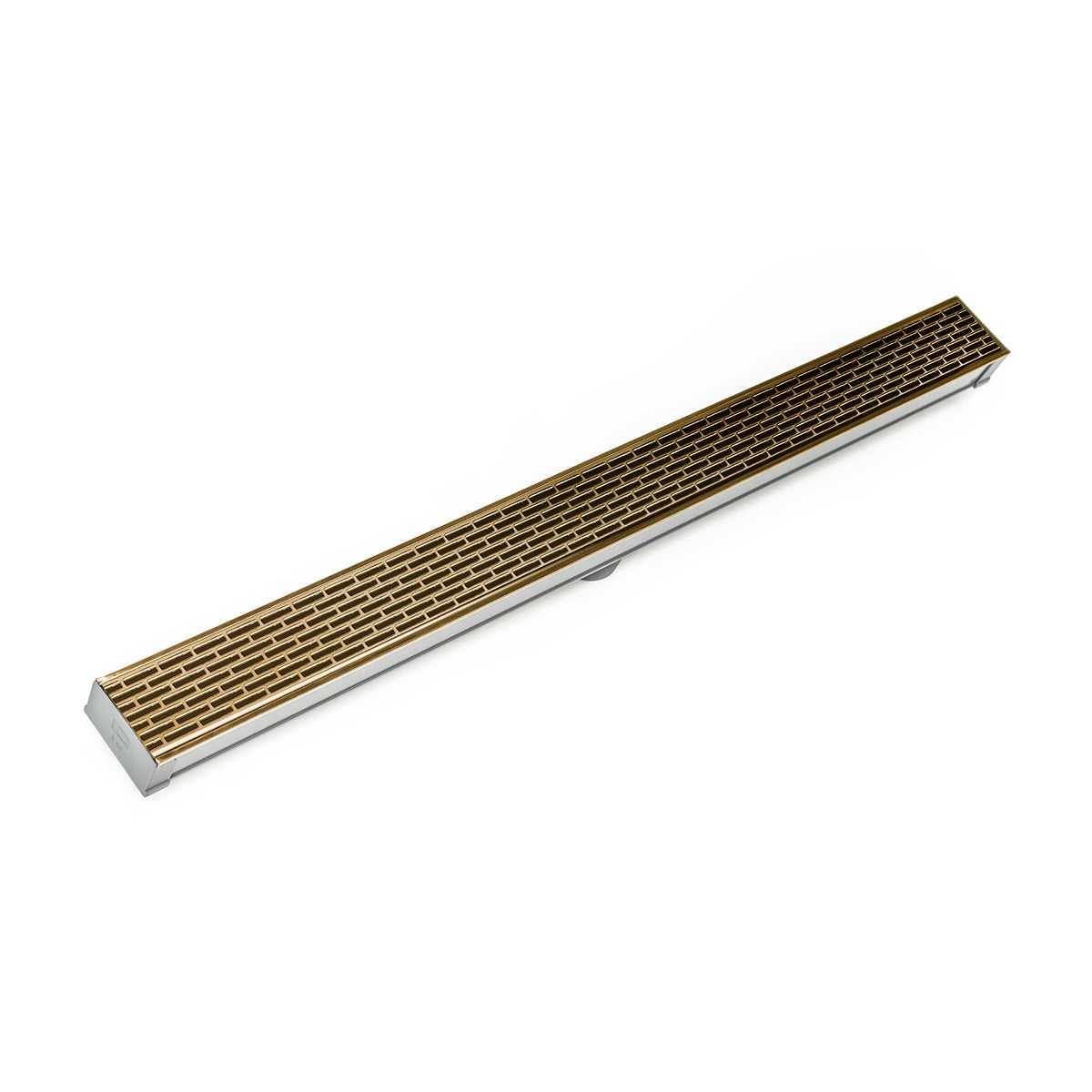 INFINITY DRAIN S-LT 6548 PB S-LT 65 48" S-PVC Series Low Profile Complete Kit with 2 1/2" Perforated Offset Slot Grate in Polished Brass