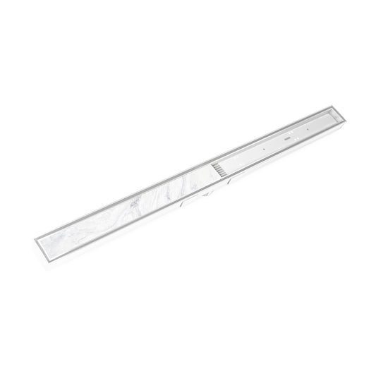 INFINITY DRAIN S-LTIFAS 6572 MW S-LTIFAS 65 72" S-Stainless Steel Series Complete Kit with Low Profile Tile Insert Frame in Matte White