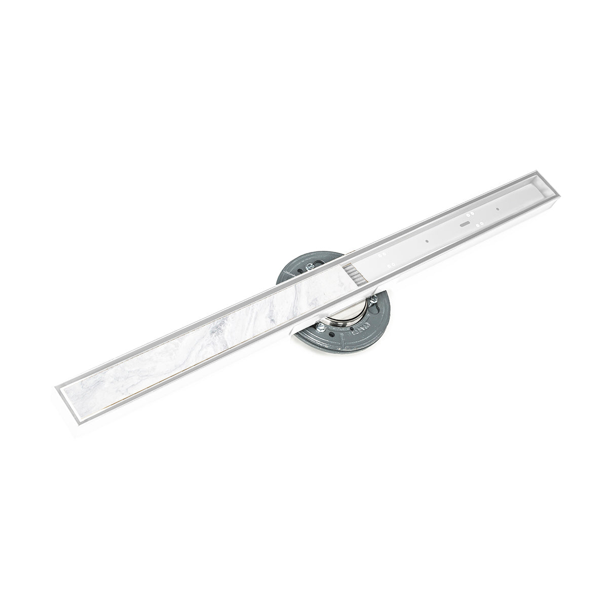 INFINITY DRAIN STIF AS 9996-P MW S-TIFAS 99 96" S-Stainless Steel Series High Flow Complete Kit with Tile Insert Frame in Matte White with PVC Drain Body, 3" Outlet