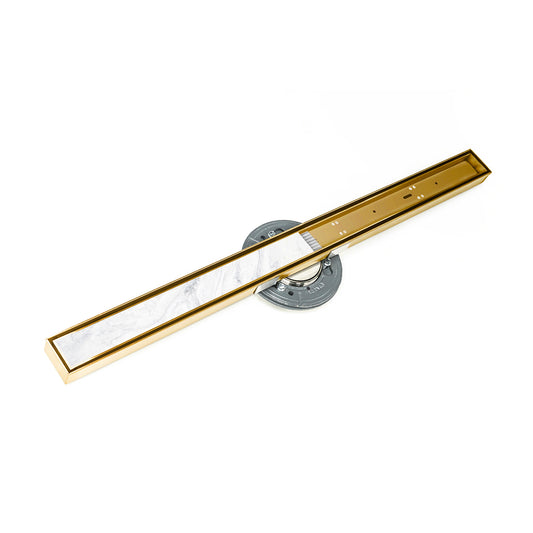 INFINITY DRAIN STIF AS 9940-P PB S-TIFAS 99 40" S-Stainless Steel Series High Flow Complete Kit with Tile Insert Frame in Polished Brass with PVC Drain Body, 3" Outlet
