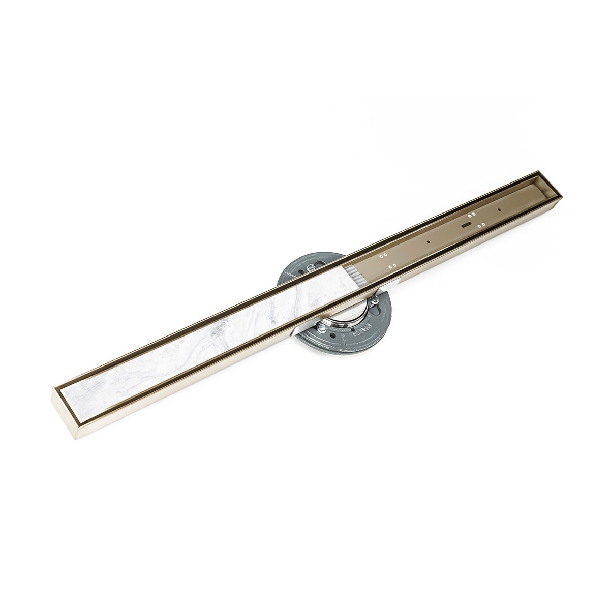 INFINITY DRAIN STIF AS 9960-A SC S-TIFAS 99 60" S-Stainless Steel Series High Flow Complete Kit with Tile Insert Frame in Satin Champagne with ABS Drain Body, 3" Outlet