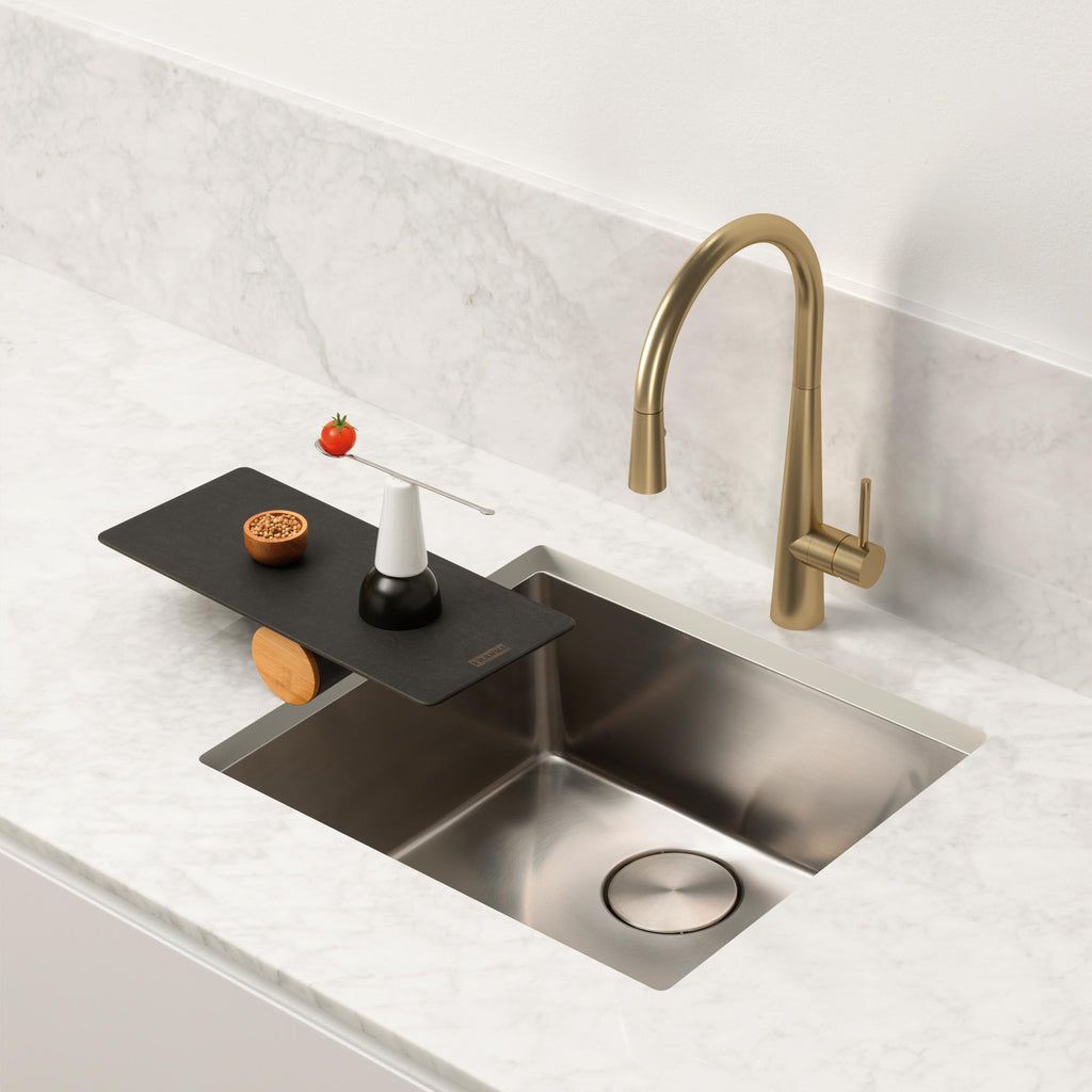 FRANKE STL-PD-GLD Steel 17.5-inch Single Handle Pull-Down Kitchen Faucet in Gold In Gold