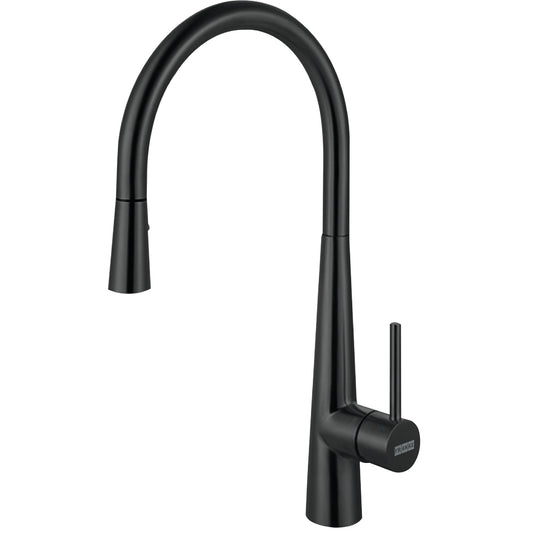 FRANKE STL-PD-IBK Steel 17.5-inch Single Handle Pull-Down Kitchen Faucet in Industrial Black, STL-PD-IBK