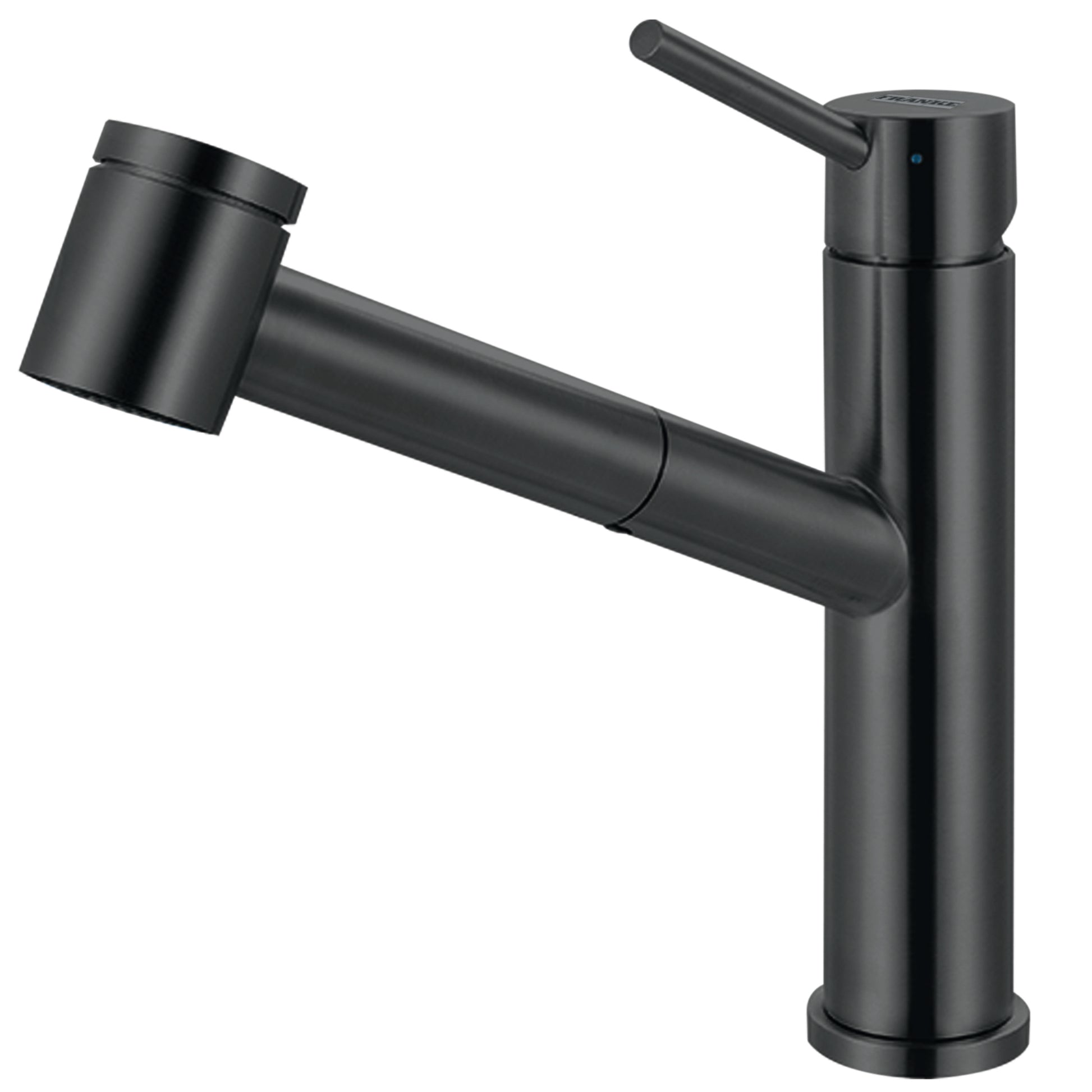 FRANKE STL-PO-IBK Steel 9-in Single Handle Pull-Out Kitchen Faucet in Industrial Black, STL-PO-IBK