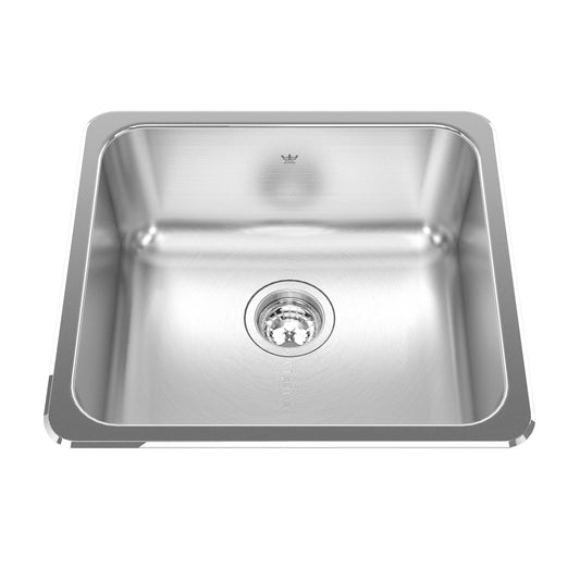 KINDRED QSA1820-8N Steel Queen 20.13-in LR x 18.13-in FB x 8-in DP Drop In Single Bowl Stainless Steel Kitchen Sink In Satin Finished Bowl with Mirror Finished Rim