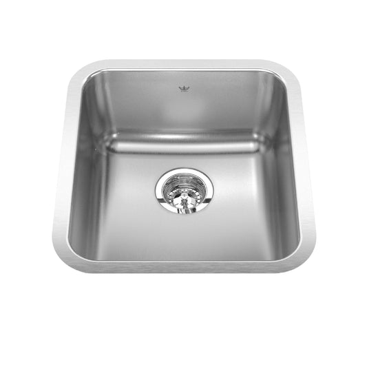 KINDRED QSUA1917-8N Steel Queen 16.75-in LR x 18.75-in FB x 8-in DP Undermount Single Bowl Stainless Steel Kitchen Sink In Satin Finished Bowl with Silk Finished Rim
