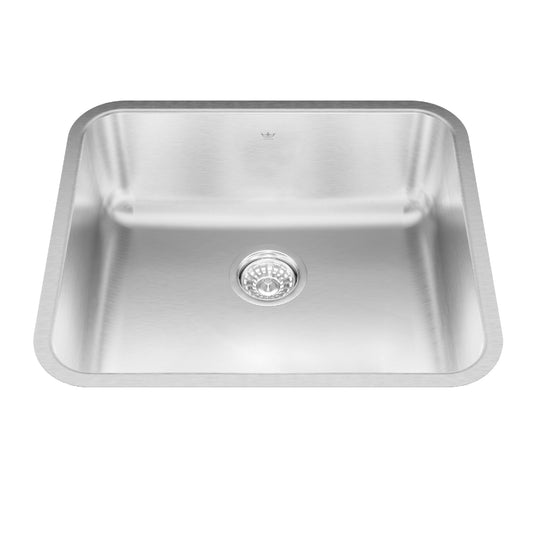 KINDRED QSUA1922-8N Steel Queen 21.75-in LR x 18.75-in FB x 8-in DP Undermount Single Bowl Stainless Steel Kitchen Sink In Satin Finished Bowl with Silk Finished Rim