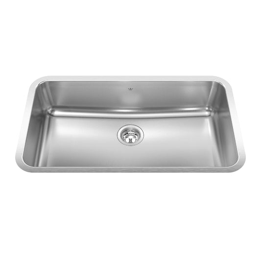 KINDRED QSUA1933-8N Steel Queen 32.75-in LR x 18.75-in FB x 8-in DP Undermount Single Bowl Stainless Steel Kitchen Sink In Satin Finished Bowl with Silk Finished Rim