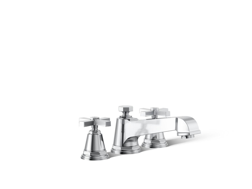 KOHLER K-T13140-3A-CP Pinstripe Pure Deck-Mount Bath Faucet Trim With Cross Handles - Polished Chrome