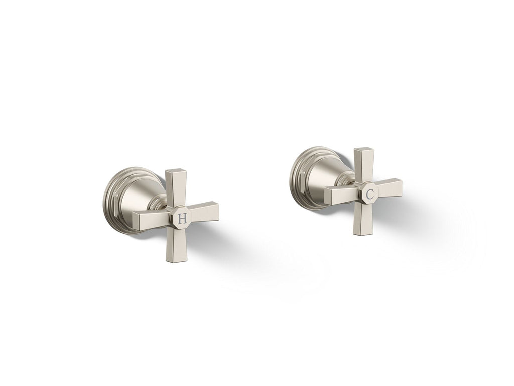 KOHLER K-T13141-3A-BN Pinstripe Pure Deck-Mount Bath Faucet Handle Trim With Cross Design - Vibrant Brushed Nickel