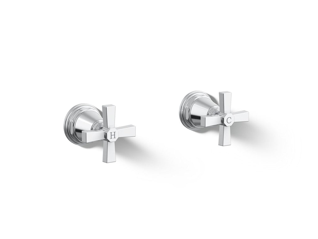 KOHLER K-T13141-3A-CP Pinstripe Pure Deck-Mount Bath Faucet Handle Trim With Cross Design - Polished Chrome