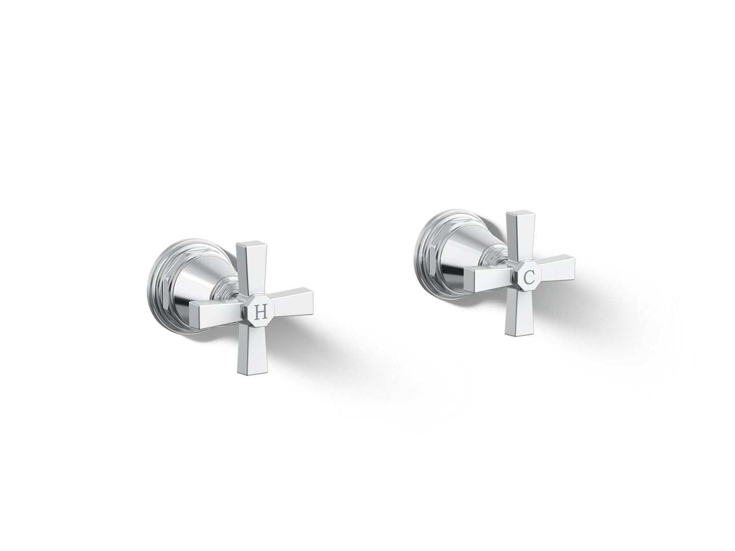 KOHLER K-T13141-3A-CP Pinstripe Pure Deck-mount bath faucet handle trim with Cross design - Polished Chrome