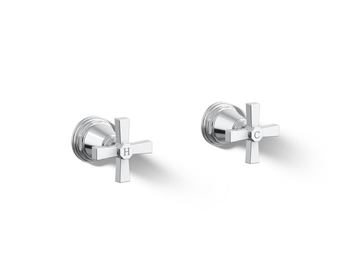 KOHLER K-T13141-3A-CP Pinstripe Pure Deck-Mount Bath Faucet Handle Trim With Cross Design - Polished Chrome