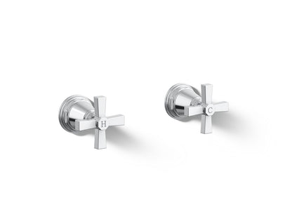 KOHLER K-T13141-3A-CP Pinstripe Pure Deck-mount bath faucet handle trim with Cross design - Polished Chrome