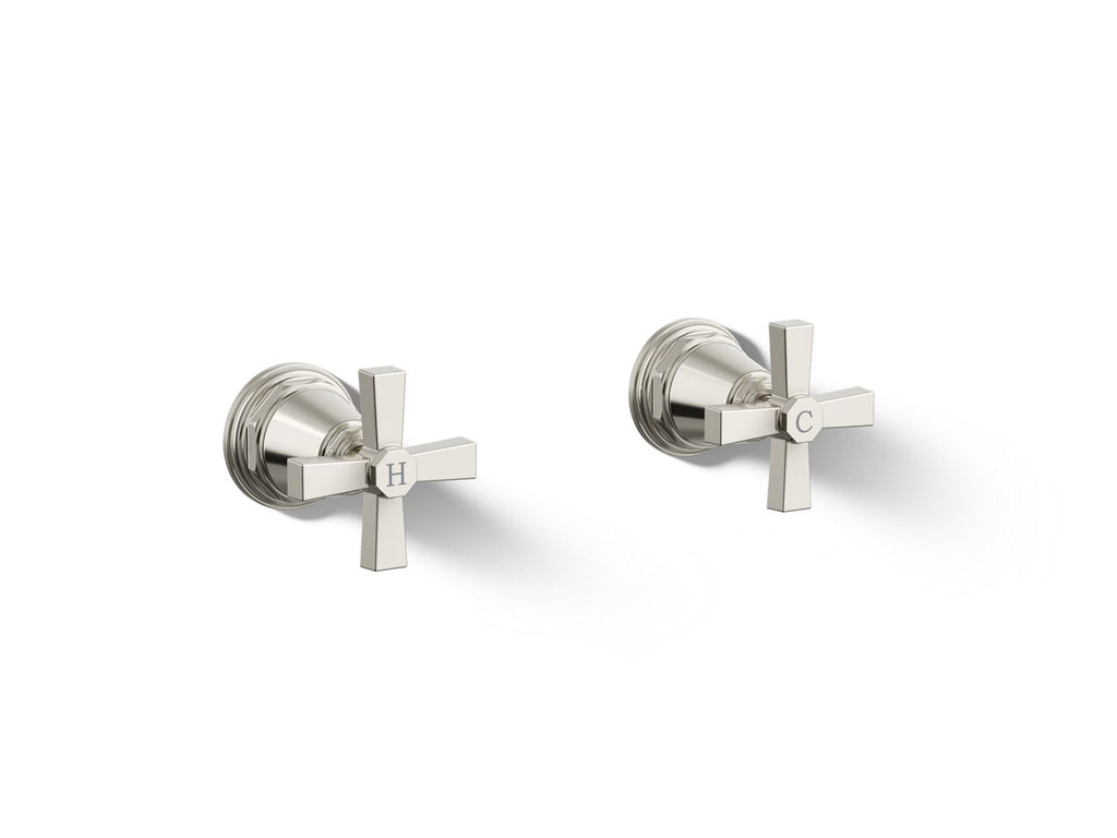 KOHLER K-T13141-3A-SN Pinstripe Pure Deck-Mount Bath Faucet Handle Trim With Cross Design - Vibrant Polished Nickel