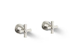 KOHLER K-T13141-3A-SN Pinstripe Pure Deck-Mount Bath Faucet Handle Trim With Cross Design - Vibrant Polished Nickel