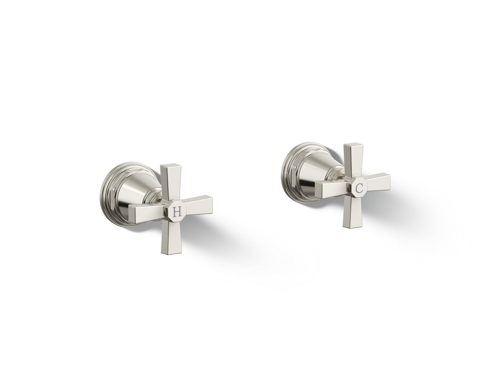 KOHLER K-T13141-3A-SN Pinstripe Pure Deck-Mount Bath Faucet Handle Trim With Cross Design - Vibrant Polished Nickel