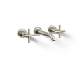 KOHLER K-T14413-3-BN Purist Wall-Mount Bathroom Sink Faucet Trim With Cross Handles, 1.2 Gpm - Vibrant Brushed Nickel