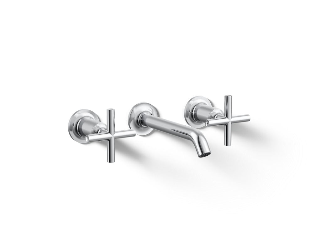 KOHLER K-T14413-3-CP Purist Wall-Mount Bathroom Sink Faucet Trim With Cross Handles, 1.2 Gpm - Polished Chrome