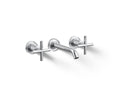 KOHLER K-T14413-3-CP Purist Wall-Mount Bathroom Sink Faucet Trim With Cross Handles, 1.2 Gpm - Polished Chrome