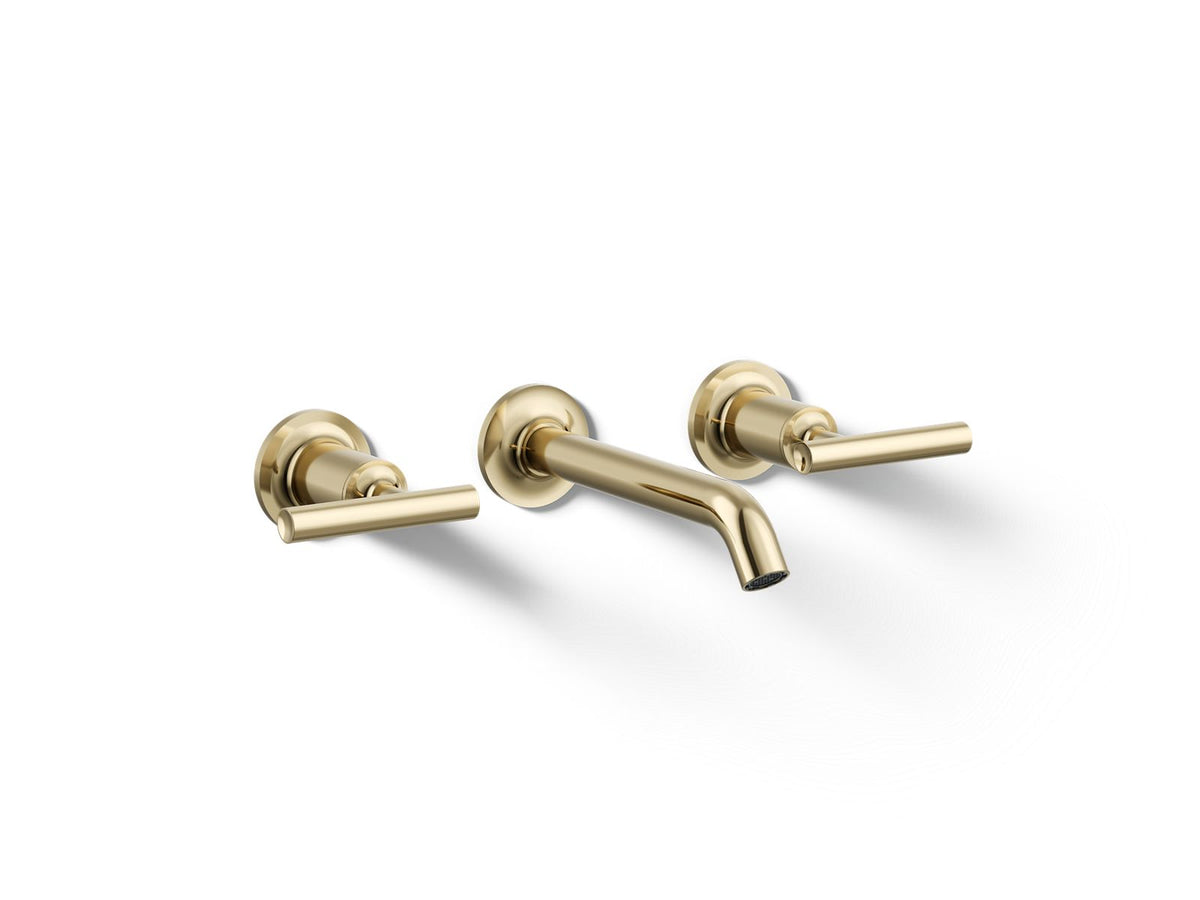 KOHLER K-T14413-4-AF Purist Wall-Mount Bathroom Sink Faucet Trim With Lever Handles, 1.2 Gpm - Vibrant French Gold