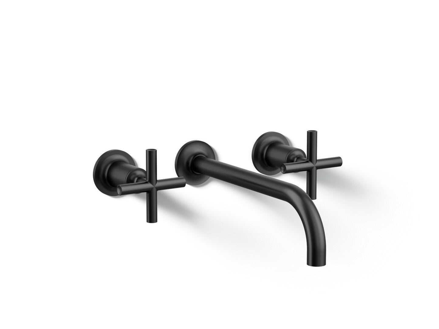 KOHLER K-T14414-3-BL Purist Wall-Mount Bathroom Sink Faucet Trim With Cross Handles, 1.2 Gpm In Matte Black