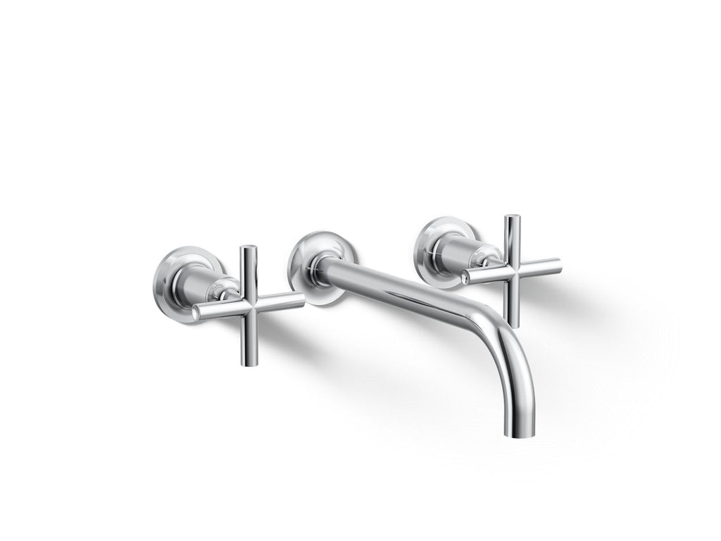 KOHLER K-T14414-3-CP Purist Wall-Mount Bathroom Sink Faucet Trim With Cross Handles, 1.2 Gpm - Polished Chrome