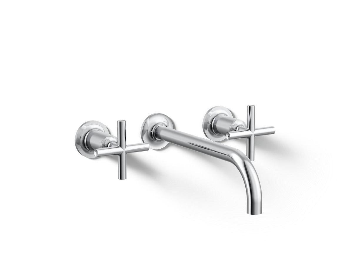 KOHLER K-T14414-3-CP Purist Wall-Mount Bathroom Sink Faucet Trim With Cross Handles, 1.2 Gpm - Polished Chrome