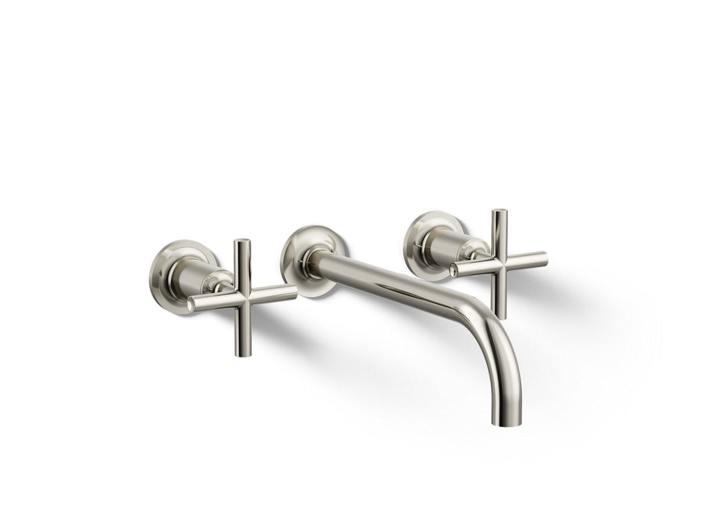 KOHLER K-T14414-3-SN Purist Wall-Mount Bathroom Sink Faucet Trim With Cross Handles, 1.2 Gpm - Vibrant Polished Nickel