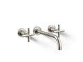 KOHLER K-T14414-3-SN Purist Wall-Mount Bathroom Sink Faucet Trim With Cross Handles, 1.2 Gpm - Vibrant Polished Nickel