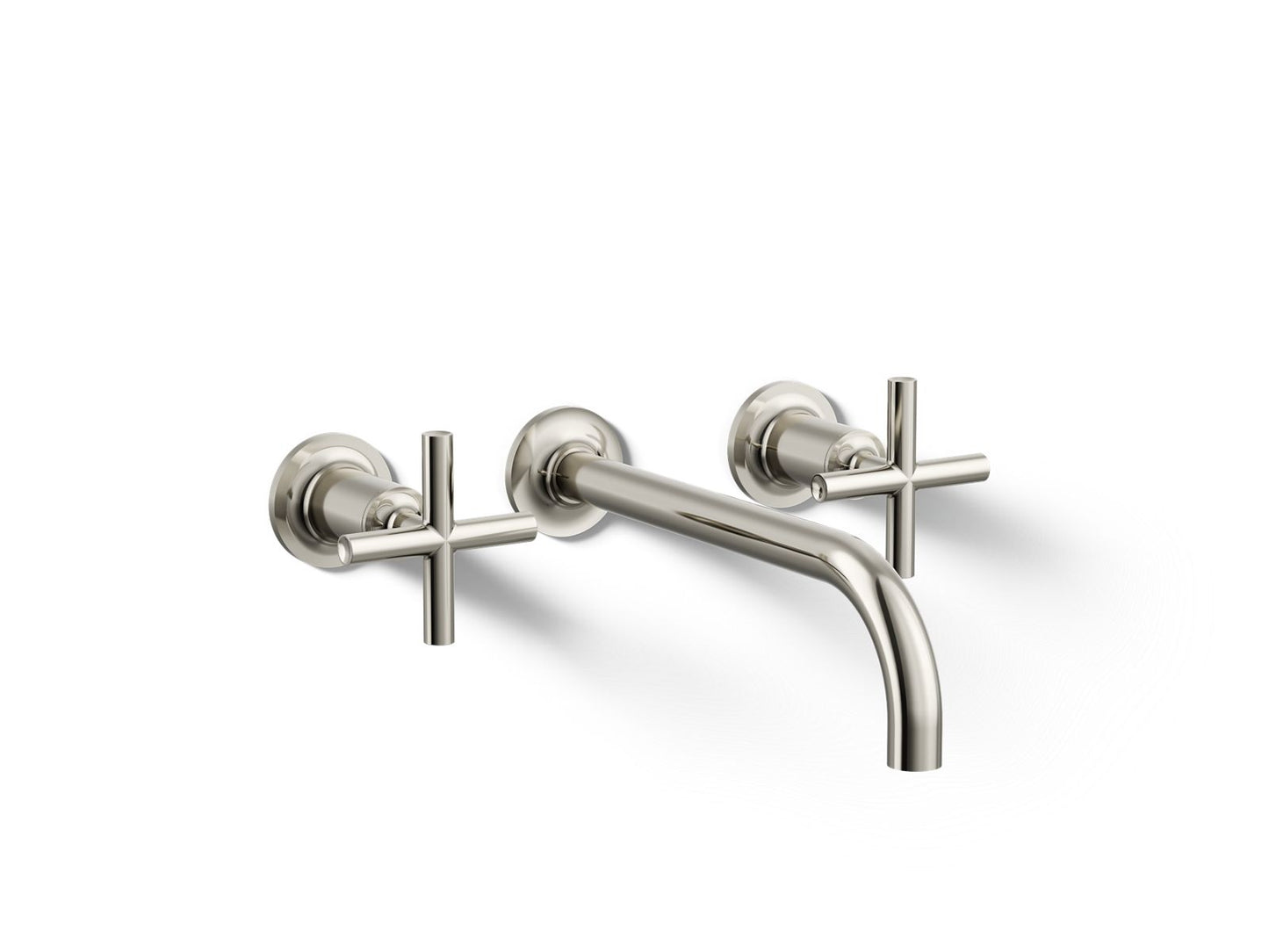 KOHLER K-T14414-3-SN Purist Wall-mount bathroom sink faucet trim with Cross handles, 1.2 gpm - Vibrant Polished Nickel