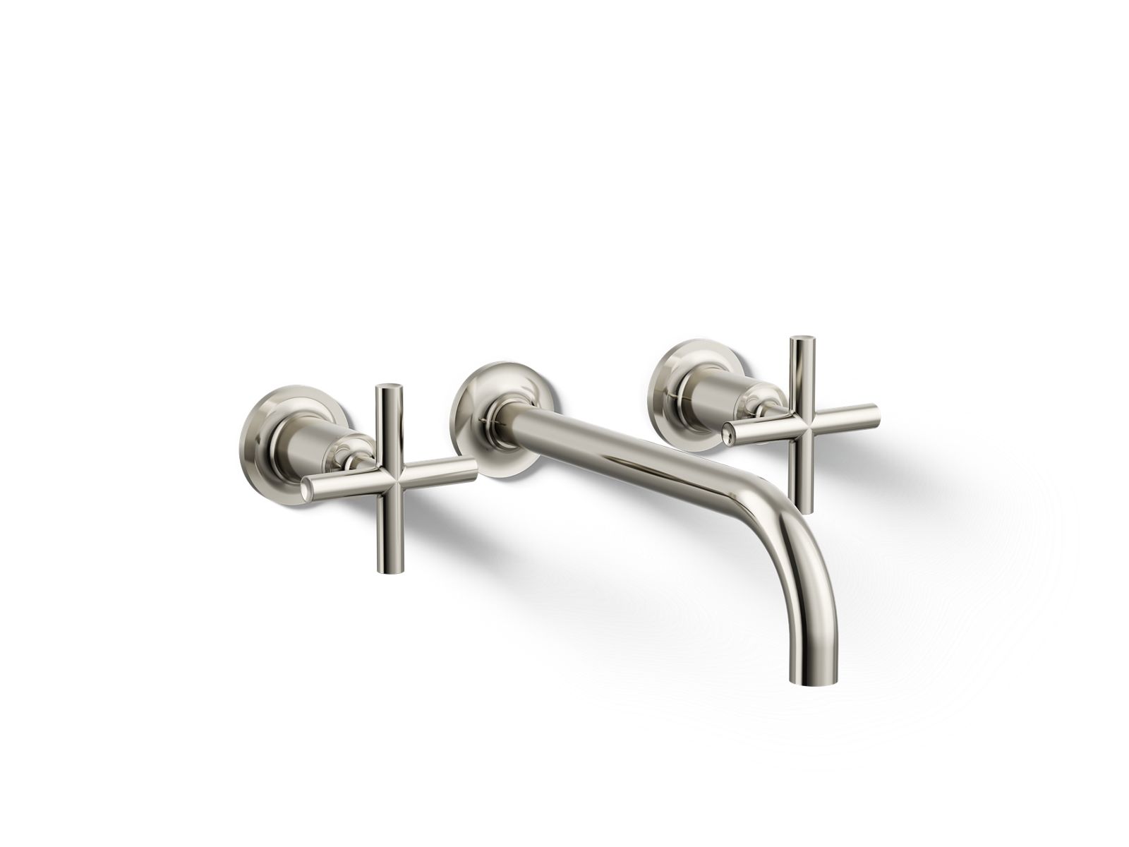 KOHLER K-T14414-3-SN Purist Wall-Mount Bathroom Sink Faucet Trim With Cross Handles, 1.2 Gpm - Vibrant Polished Nickel