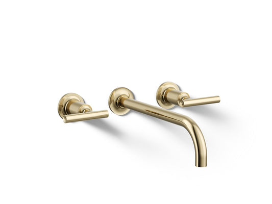 KOHLER K-T14414-4-AF Purist Wall-Mount Bathroom Sink Faucet Trim With Lever Handles, 1.2 Gpm In Vibrant French Gold