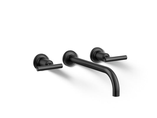 KOHLER K-T14414-4-BL Purist Wall-Mount Bathroom Sink Faucet Trim With Lever Handles, 1.2 Gpm In Matte Black