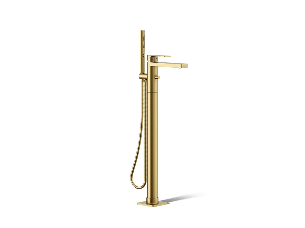 KOHLER K-T23492-4-2MB Parallel Floor-Mount Bath Filler Trim With Handshower - Vibrant Brushed Moderne Brass