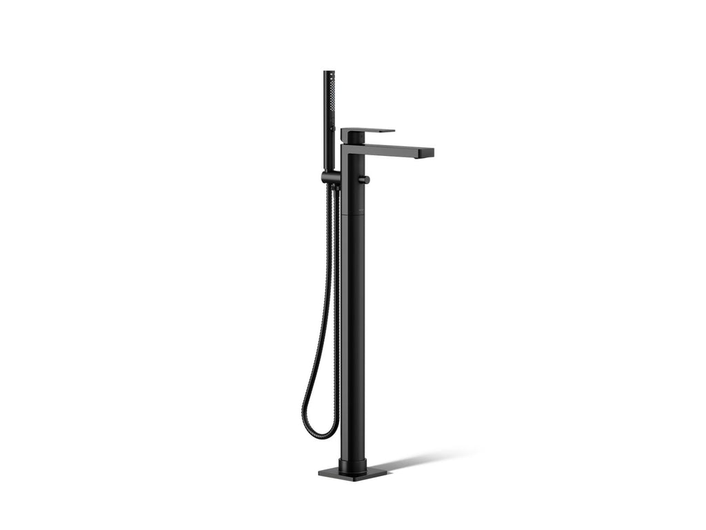 KOHLER K-T23492-4-BL Parallel Floor-Mount Bath Filler Trim With Handshower - Matte Black